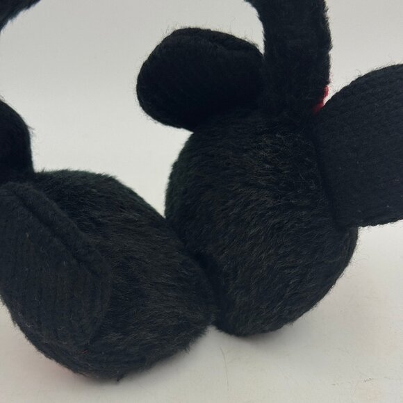 Disney Minnie Mouse Ear Muffs Sequins Girls Sz 4-16 Black Red Acrylic Knit - Picture 4 of 5